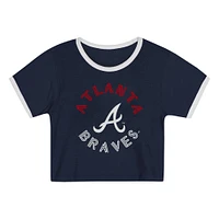 Ensemble t-shirt et short bleu marine pour filles d'âge préscolaire des Braves d'Atlanta Double Run
