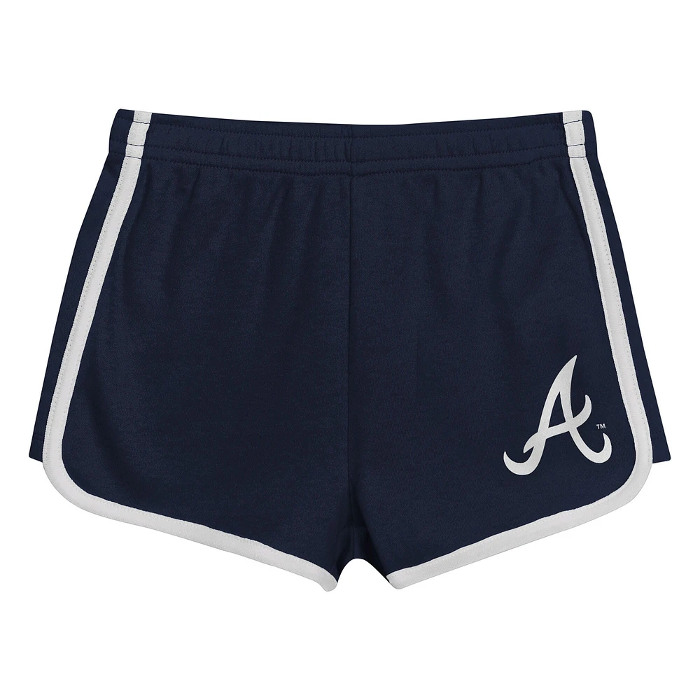 Ensemble t-shirt et short bleu marine pour filles d'âge préscolaire des Braves d'Atlanta Double Run