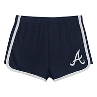 Ensemble t-shirt et short bleu marine pour filles d'âge préscolaire des Braves d'Atlanta Double Run