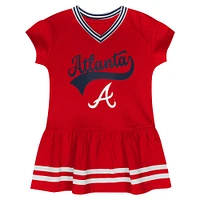 Robe rouge à col en V Fanatics Atlanta Braves Sweet Catcher pour filles