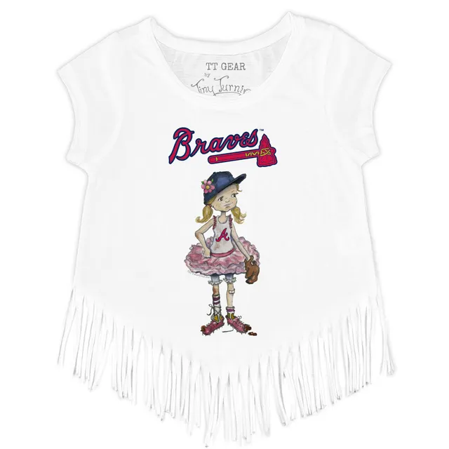 Lids Atlanta Braves Tiny Turnip Girls Toddler Kate the Catcher Fringe  T-Shirt - White