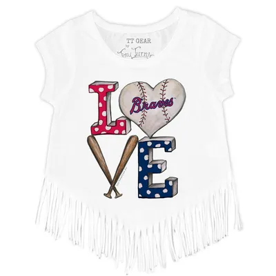 Atlanta Braves Tiny Turnip Women's Baseball Bow T-Shirt - Navy