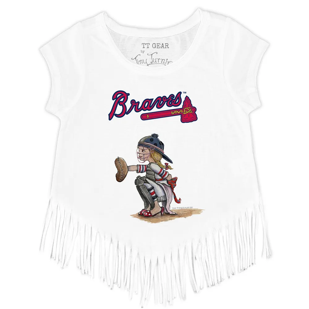 Tiny Turnip Atlanta Braves Women's White Girl Teddy T-Shirt