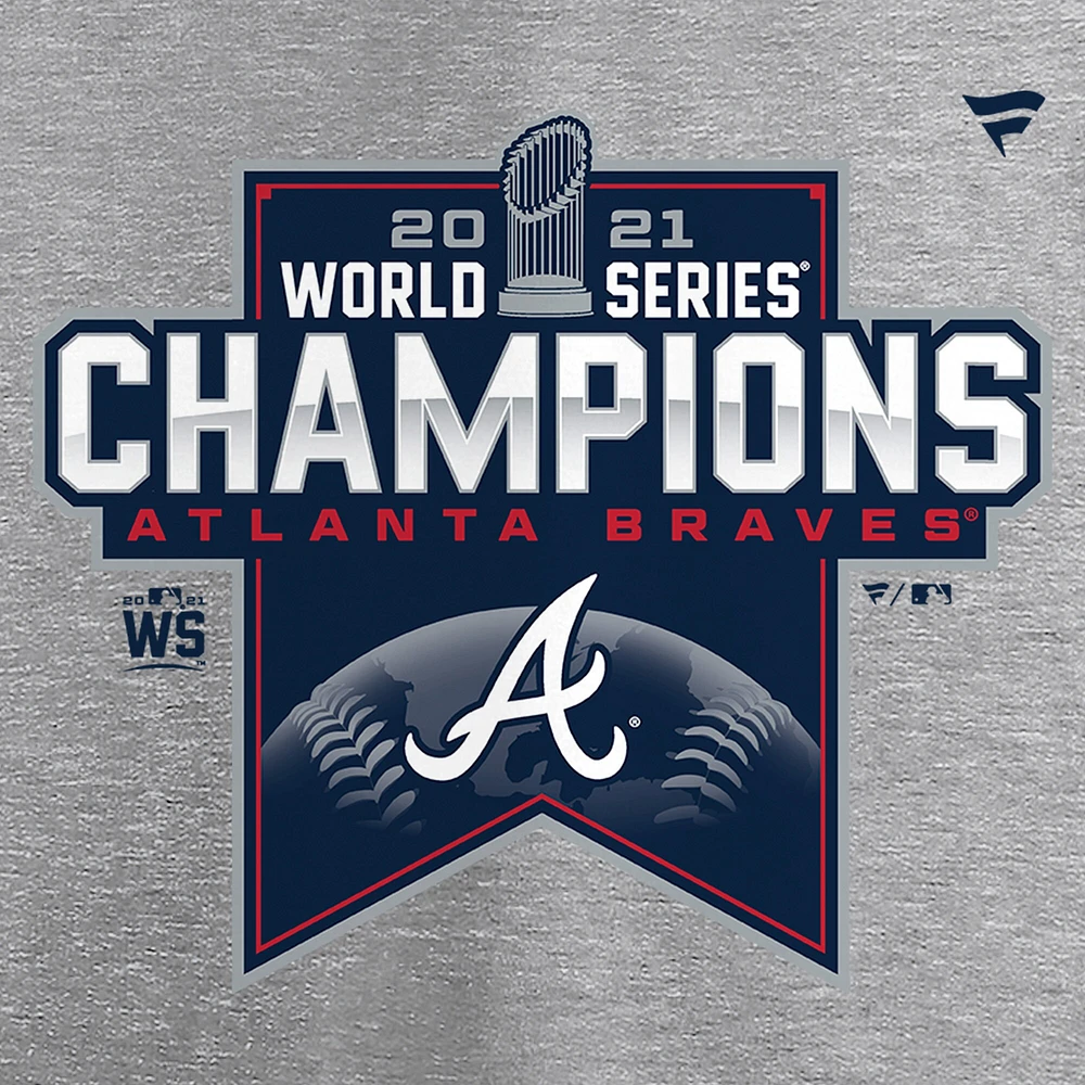 T-shirt gris chiné pour jeunes filles des Braves d'Atlanta, champions de la Série mondiale 2021