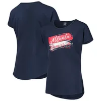 Outerstuff Girls Youth White Atlanta Braves Ball Striped T-Shirt Size: Medium