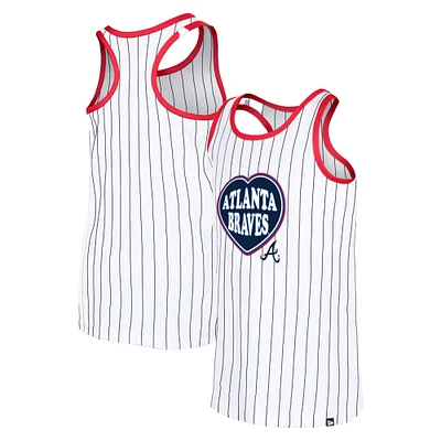 Girls Youth New Era White Atlanta Braves Pinstripe Tank Top