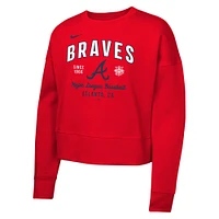 Sweat-shirt en molleton rouge Nike Atlanta Braves pour filles