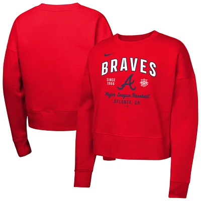 Sweat-shirt en molleton rouge Nike Atlanta Braves pour filles
