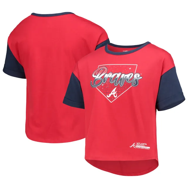 New Era Women's Atlanta Braves Pinstripe V-Neck T-Shirt - Macy's