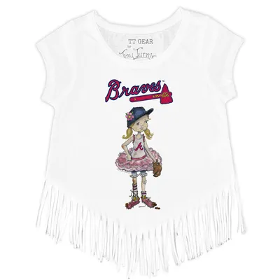 Lids Atlanta Braves Girls Youth Ball Striped T-Shirt - White