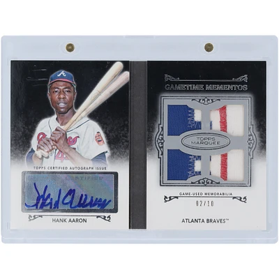 Livret de reliques d'occasion autographié par Hank Aaron des Braves d'Atlanta 2011 Topps Marquee Quad Gamed #GMQ-2 #2/10