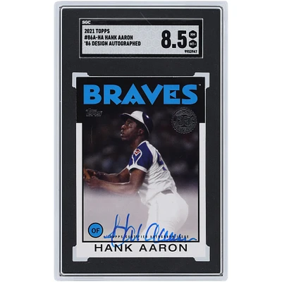 Carte 8,5 authentifiée signée Hank Aaron des Braves d'Atlanta, modèle Topps '86 2021, modèle n° 86A-HA SGC