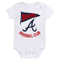 Infant Fanatics Atlanta Braves Fan Pennant 3-Pack Bodysuit Set