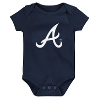 Infant Fanatics Atlanta Braves Fan Pennant 3-Pack Bodysuit Set