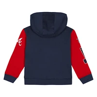 Veste à capuche entièrement zippée pour bébé fanatiques des Atlanta Braves, bleu marine