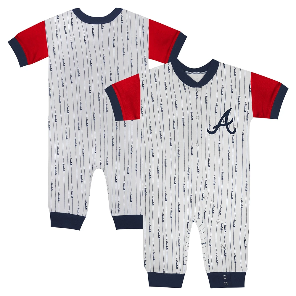 Infant Fanatics White Atlanta Braves Logo Best Series Full-Snap Jumper