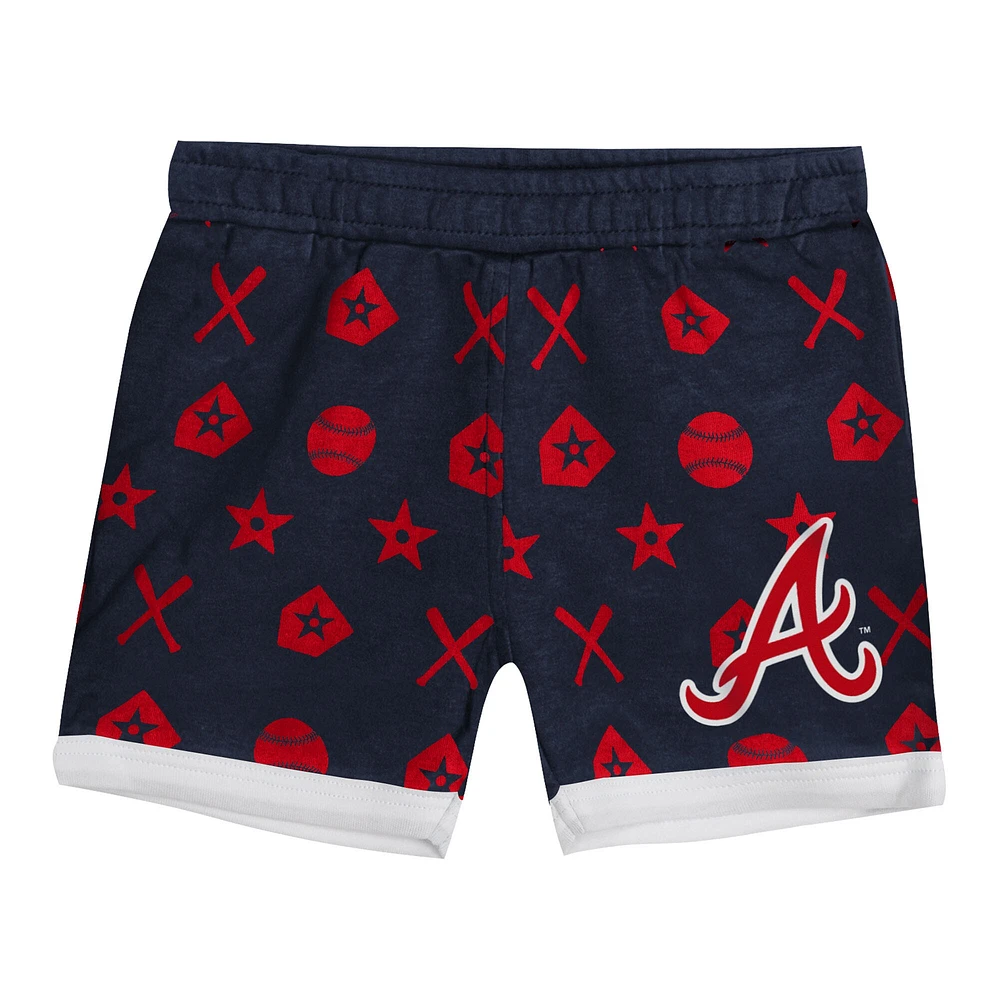 Ensemble de couvre-couches 2 pièces pour bébé Atlanta Braves On Deck la marine