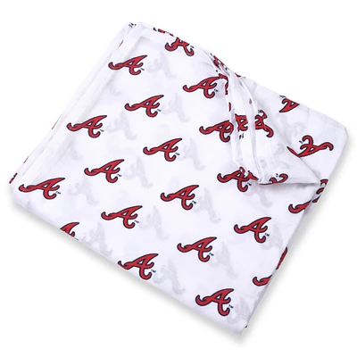 Couverture d'emmaillotage en mousseline pour bébé Three Little Anchors, Atlanta Braves, blanche, 47'' x 47''