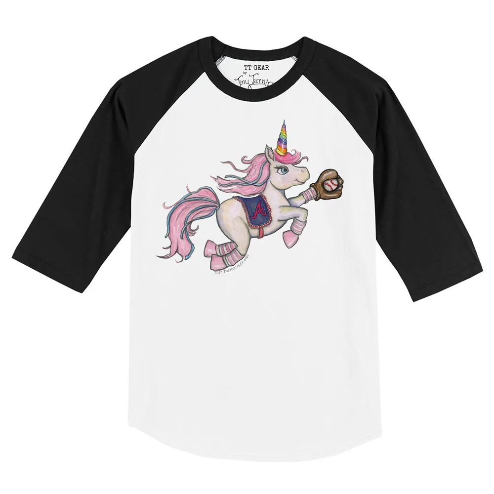 Lids Atlanta Braves Tiny Turnip Infant Unicorn Raglan 3/4 Sleeve T-Shirt -  White/Black