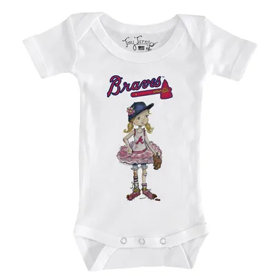Atlanta Braves Tiny Turnip Infant Baseball Babes Bodysuit - White
