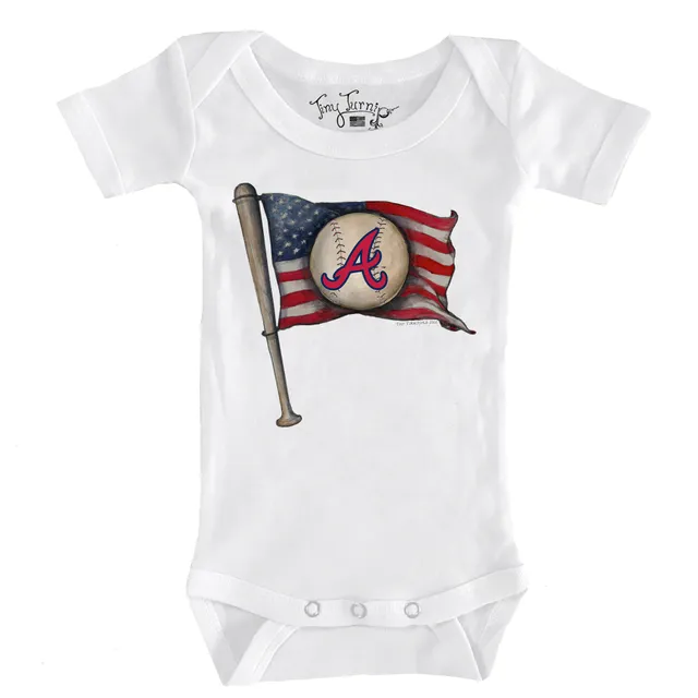 Atlanta Braves Tiny Turnip Women's Baseball Bow 3/4-Sleeve