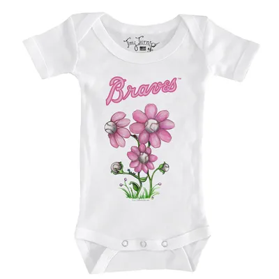 Atlanta Braves Tiny Turnip Infant Blooming Baseballs Bodysuit - White
