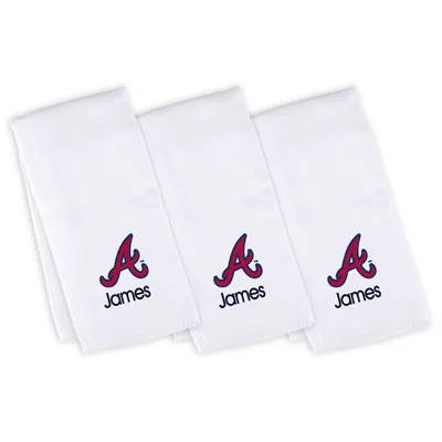 Atlanta Braves Infant Personalized Burp Cloth 3-Pack - White