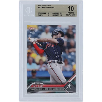 Matt Olson Atlanta Braves 2023 Topps Now 7th Player with 40 HR & 100 RBI in 113 Games #687 BGS Authenticated 10 Card - 10,9.5,10,10 Subgrades