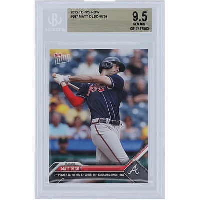 Matt Olson Atlanta Braves 2023 Topps Now 7th Player with 40 HR & 100 RBI in 113 Games #687 BGS Authenticated 9.5 Card 