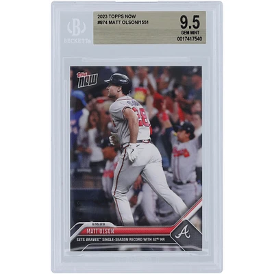 Matt Olson Atlanta Braves 2023 Topps Now Sets Braves Single Season Record with 52 HR #874 BGS Authenticated 9.5 Card 