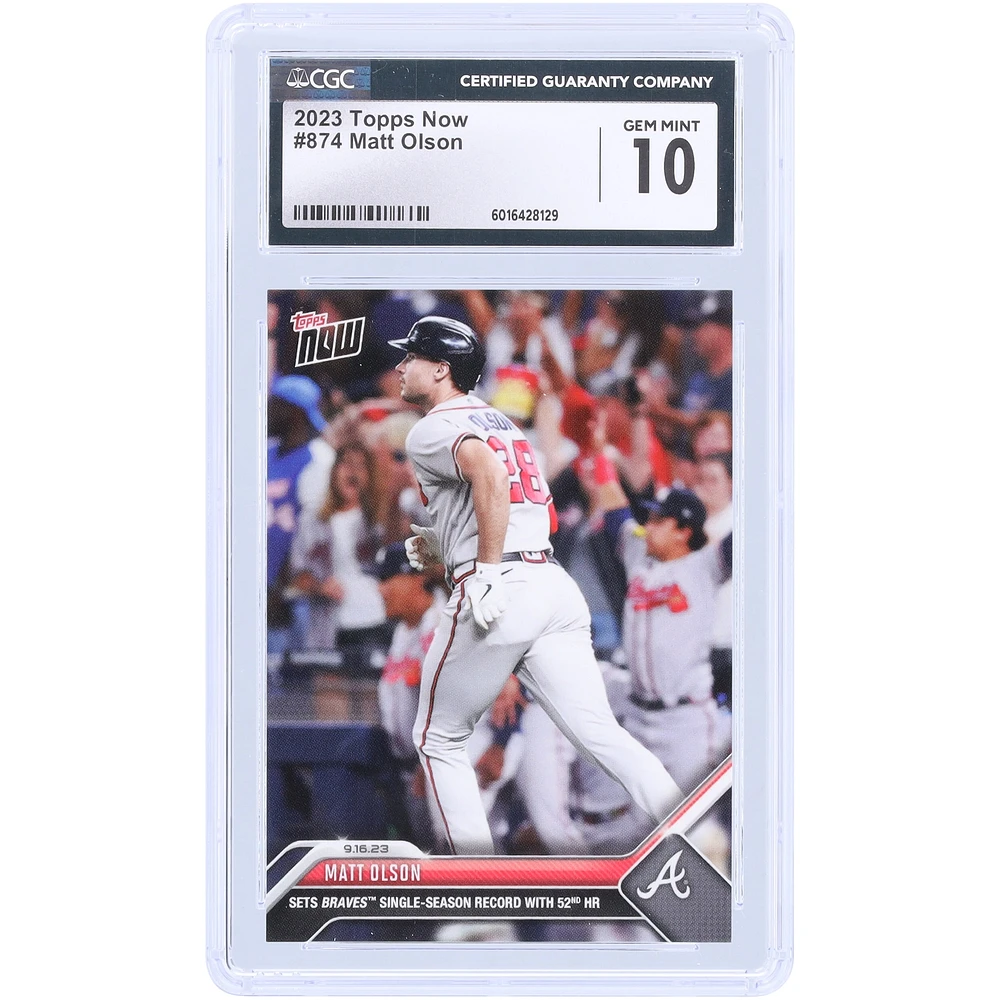 V106832 BRAVES Matt Olson Atlanta Braves 2023 Topps établit désormais un record de saison unique pour les Braves avec 52e HR #874 CGC Carte authentifiée 10 Matt Olson UNS TPP CARTES À ÉCHANGER 45664 COLTRC CC01BB1564 #104