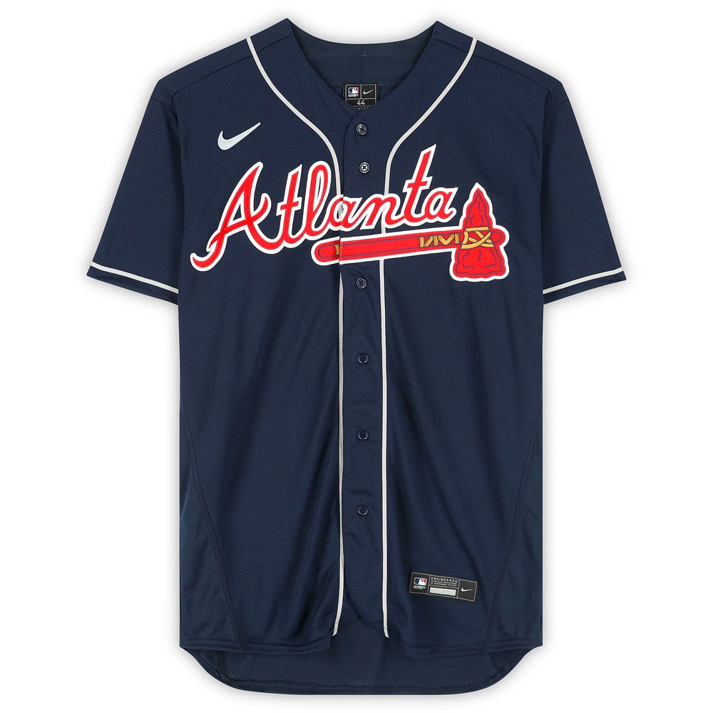 Maillot Nike bleu marine authentique dédicacé par Matt Olson des Braves d'Atlanta avec inscription « For The A ! »
