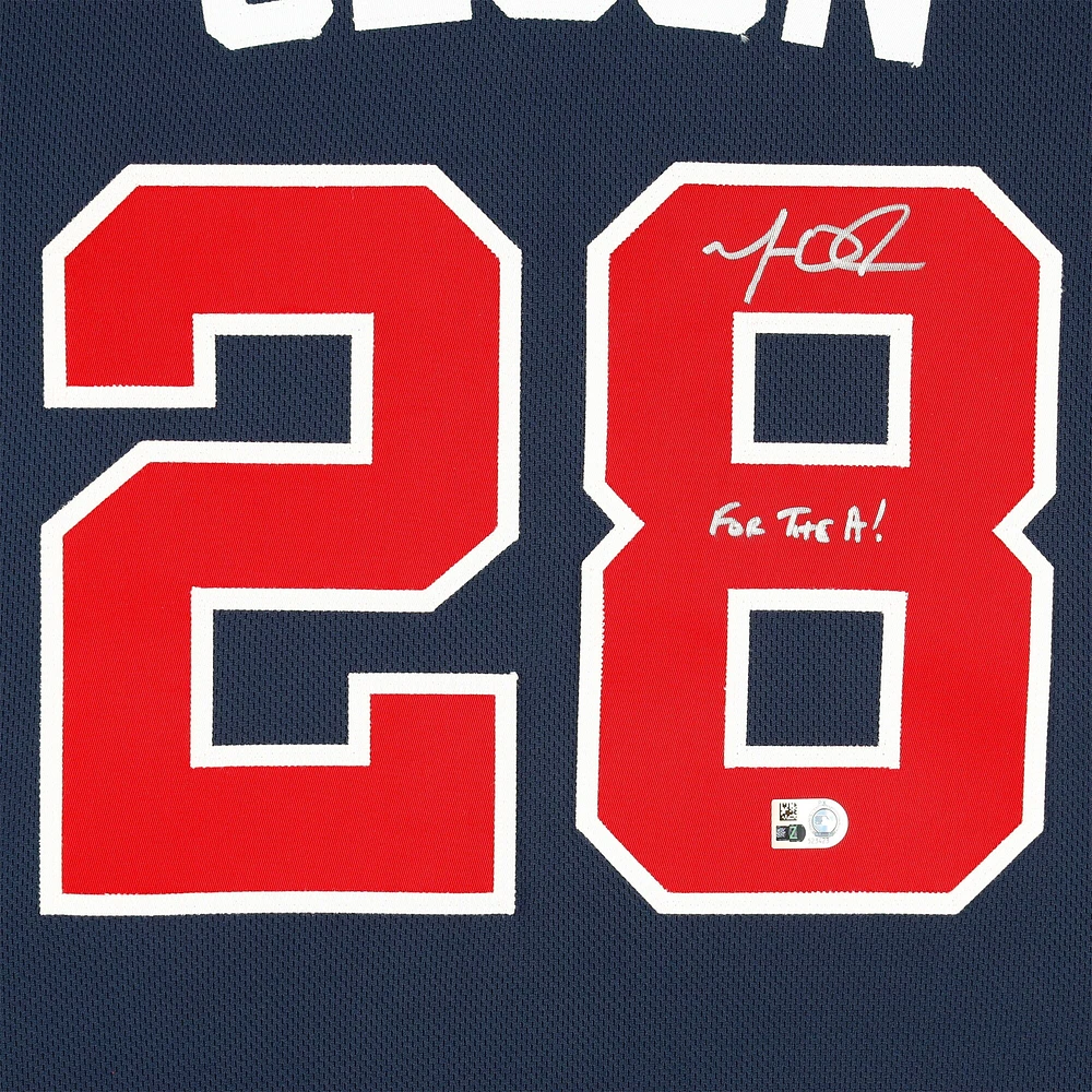 Maillot Nike bleu marine authentique dédicacé par Matt Olson des Braves d'Atlanta avec inscription « For The A ! »