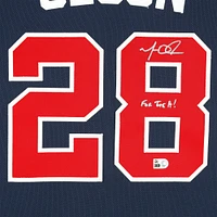 Maillot Nike bleu marine authentique dédicacé par Matt Olson des Braves d'Atlanta avec inscription « For The A ! »