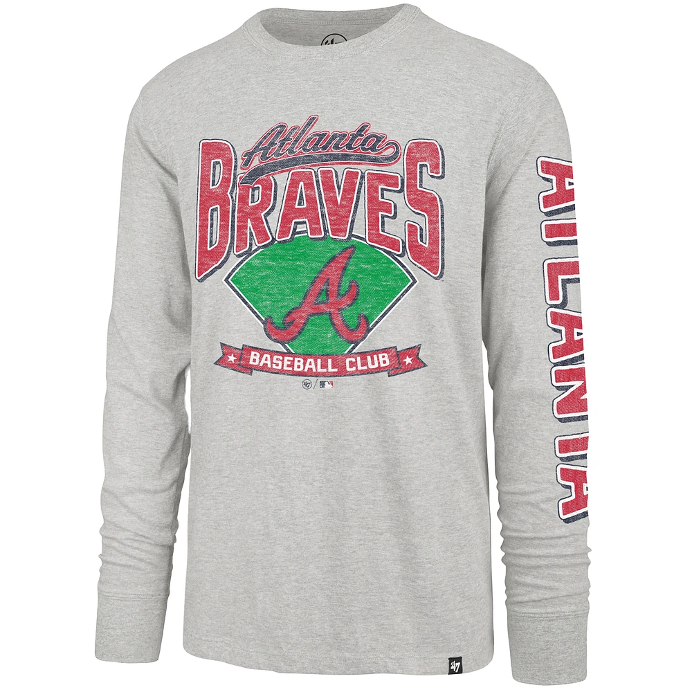 Men's '47  Gray Atlanta Braves Big & Tall Distressed Franklin Long Sleeve T-Shirt