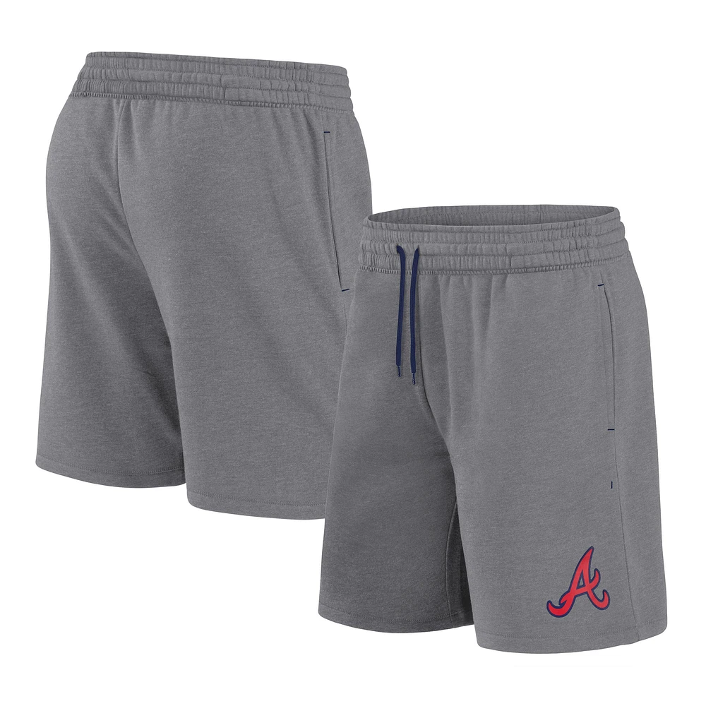 Short Fanatics Heather Grey pour homme avec logo des Braves d'Atlanta