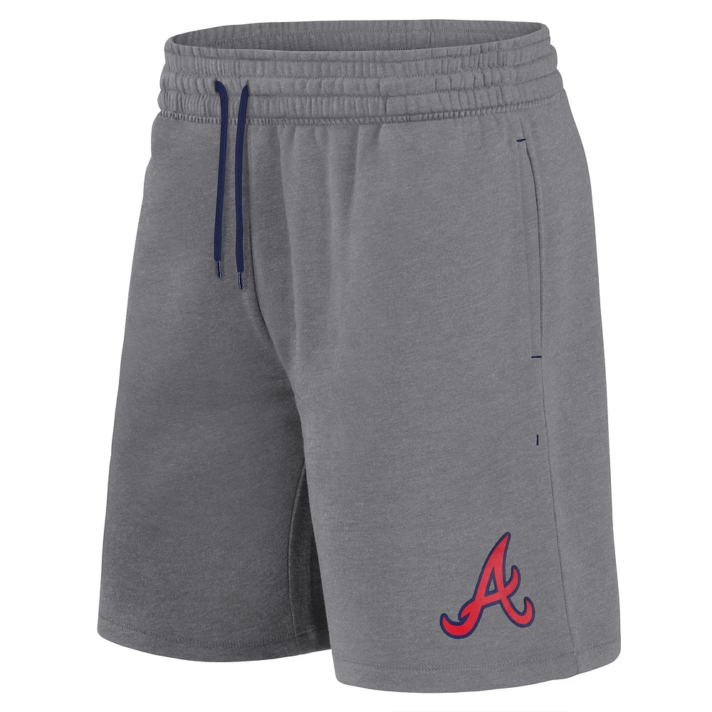 Short Fanatics Heather Grey pour homme avec logo des Braves d'Atlanta