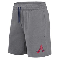 Short Fanatics Heather Grey pour homme avec logo des Braves d'Atlanta