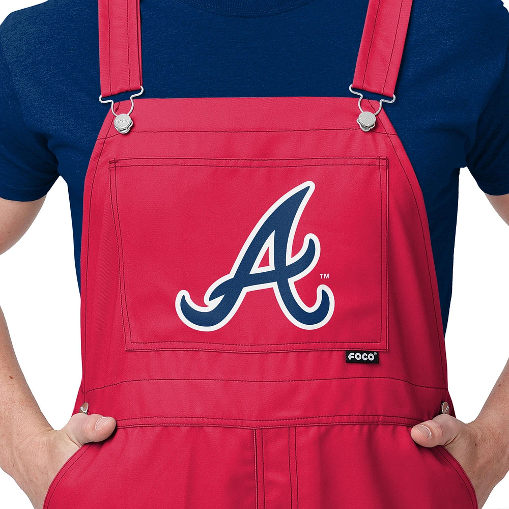 Salopette FOCO rouge pour homme avec grand logo des Braves d'Atlanta