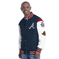 Veste universitaire commémorative à boutons-pression G-III Sports by Carl Banks pour homme bleu marine des Atlanta Braves Recruit