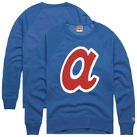 Men's Homage  Royal Atlanta Braves Retro Tri-Blend Pullover Sweatshirt