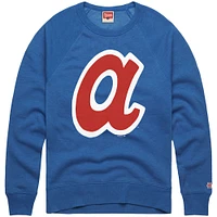 Men's Homage  Royal Atlanta Braves Retro Tri-Blend Pullover Sweatshirt