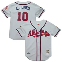 Men's Mitchell & Ness Chipper Jones Gray Atlanta Braves 1995 Throwback Authentic Jersey