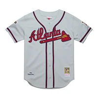 Men's Mitchell & Ness Chipper Jones Gray Atlanta Braves 1995 Throwback Authentic Jersey