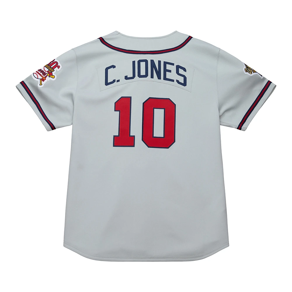 Men's Mitchell & Ness Chipper Jones Gray Atlanta Braves 1995 Throwback Authentic Jersey