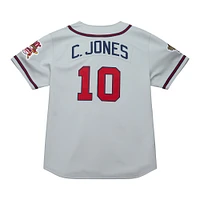Men's Mitchell & Ness Chipper Jones Gray Atlanta Braves 1995 Throwback Authentic Jersey