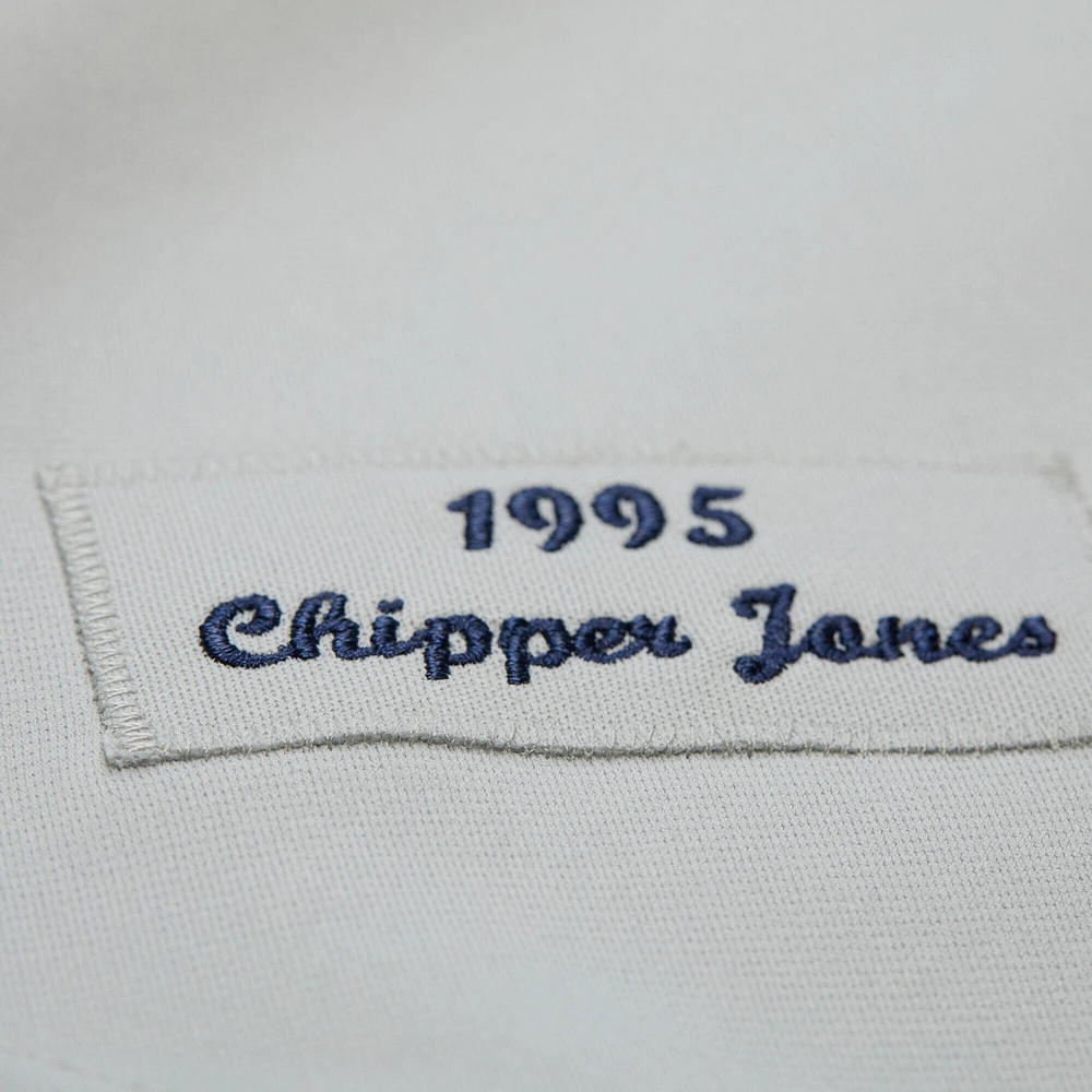 Men's Mitchell & Ness Chipper Jones Gray Atlanta Braves 1995 Throwback Authentic Jersey