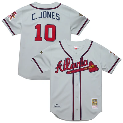 Men's Mitchell & Ness Chipper Jones Gray Atlanta Braves 1995 Throwback Authentic Jersey