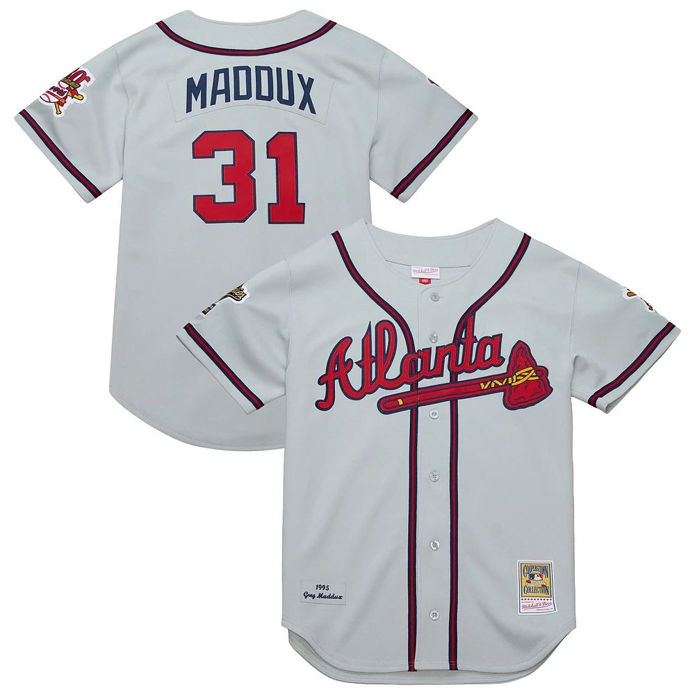 Men's Mitchell & Ness Greg Maddux Gray Atlanta Braves 1995 Throwback Authentic Jersey