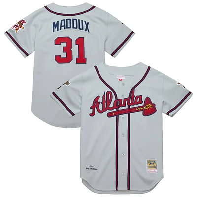 Men's Mitchell & Ness Greg Maddux Gray Atlanta Braves 1995 Throwback Authentic Jersey